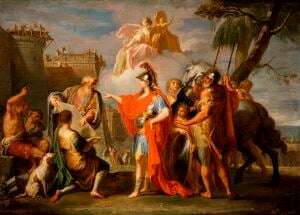 Image shows a painting of Alexander the Great at the founding of Alexandria. 