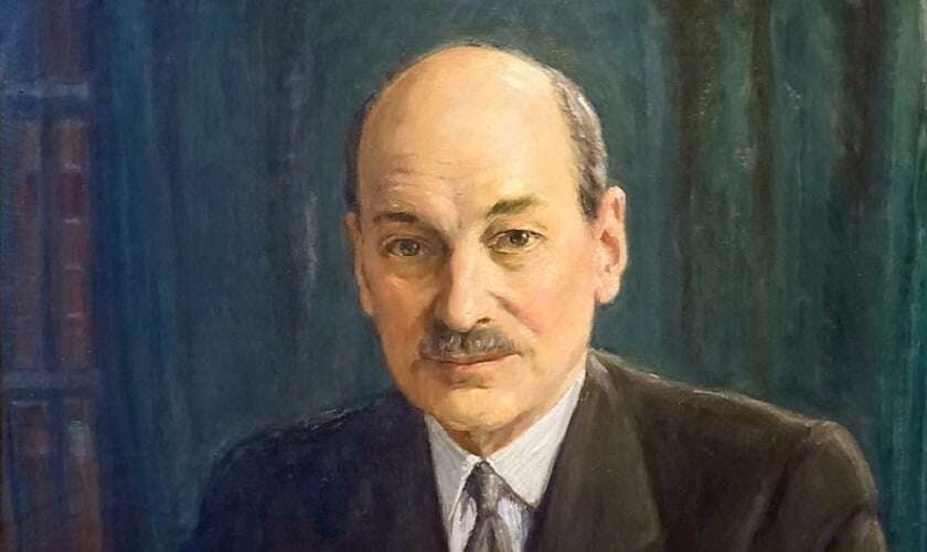 Image shows a portrait of Clement Attlee