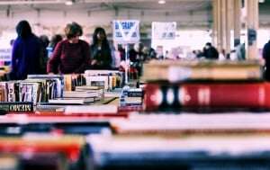 Image shows a second-hand booksale.