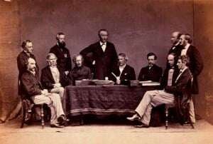 Image shows members of the British Civil Service in India during the time of the British Raj. 