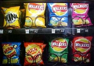Image shows an assortment of crisps.