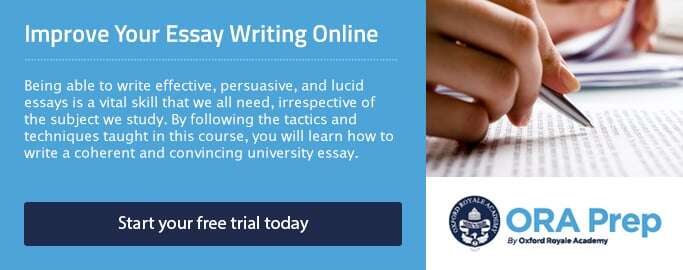 Image is a link to an online essay writing course.