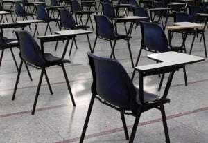 Image shows an empty exam room.