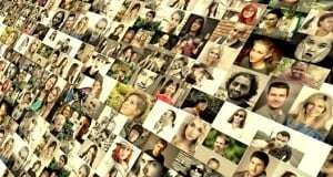 Image shows a collage of photographs of people's faces.