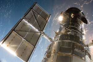 Image shows the Hubble Space Telescope.