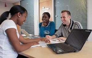 Image shows a university interview.