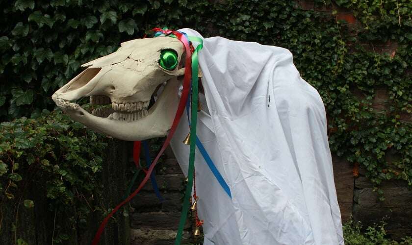 Image shows a Mari Lwyd.