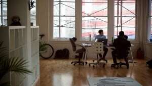 Image shows a typical modern office.