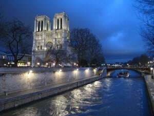 Image shows Paris, with a view over Notre Dame Cathedral.