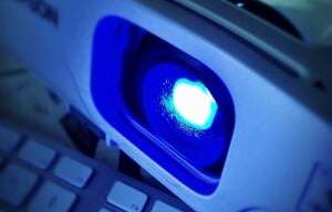Image shows an overhead projector.