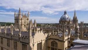 Image shows a view over Oxford's dreaming spires.