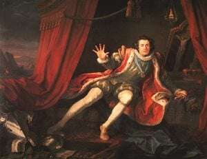 Image shows a painting of David Garrick playing Richard III. 