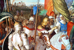 Image shows a painting of the Saracen army outside Paris. 
