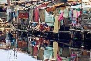 Image shows a slum in Manila.