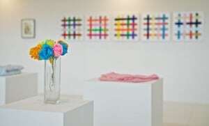 Image shows an art exhibition from students at the University of Salford.