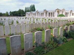 Image shows graves from the First World War.