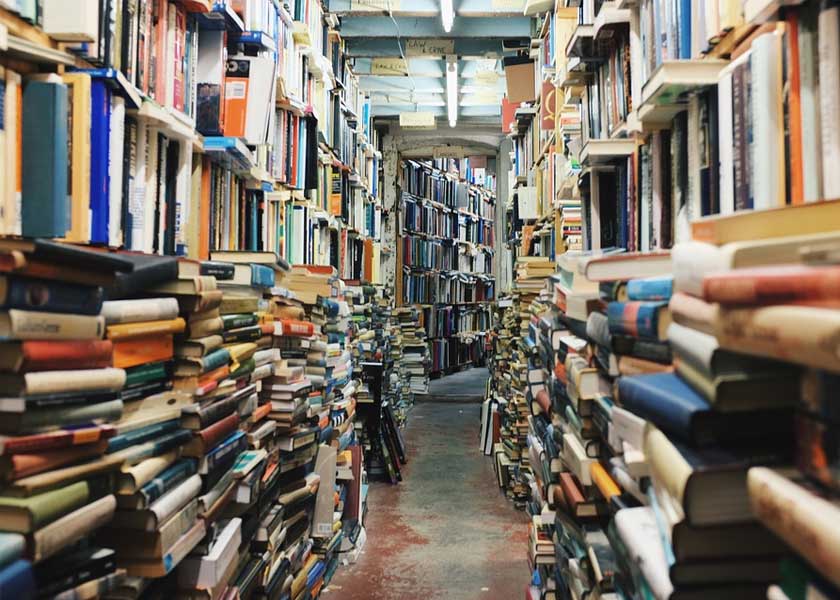 Library of Books on shelves